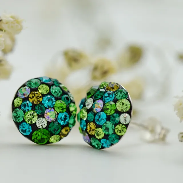 Margeluta.dincristal Chaton Ball Green cercei argint 925 10 mm