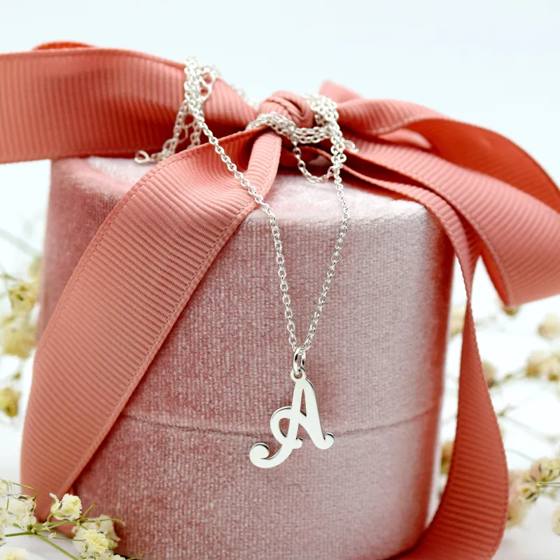 Mărgeluța din Cristal Inițială lănțișor argint 925 personalizat 40 cm