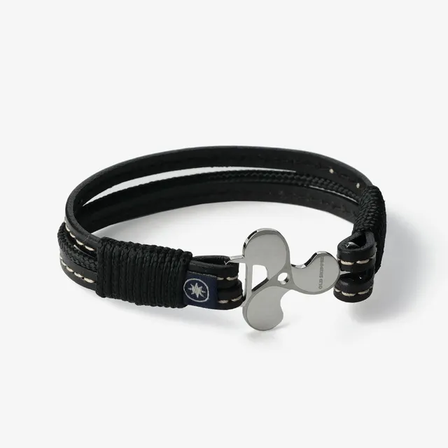 Old Skipper Midnight Noir bratara piele elice negru