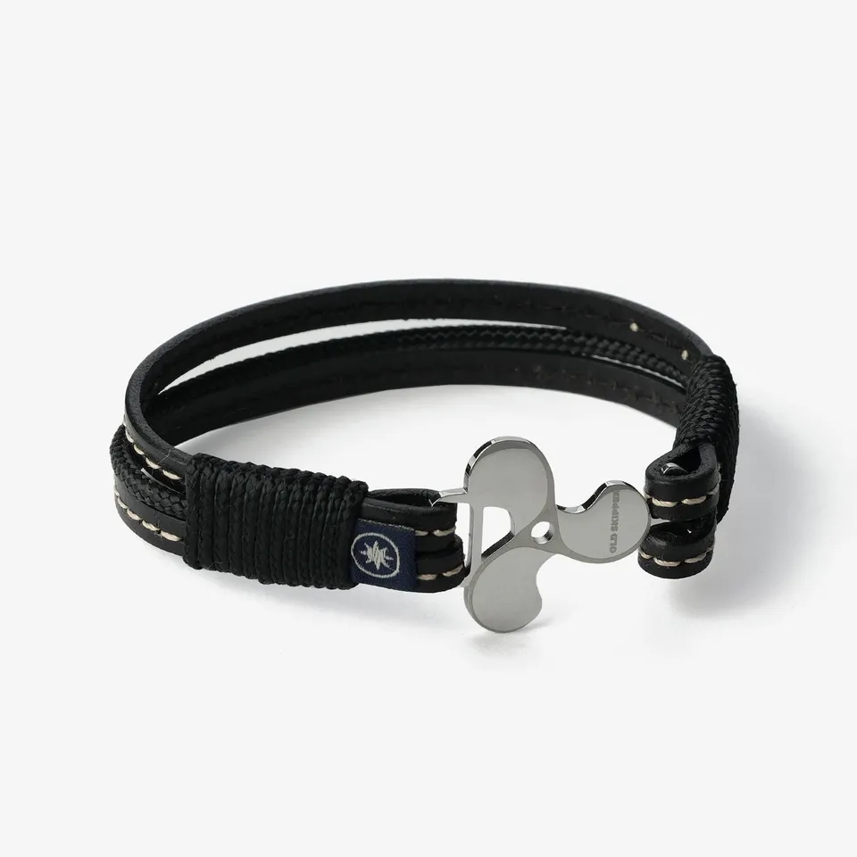 Old Skipper Midnight Noir bratara piele elice negru