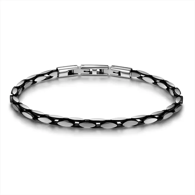 Frank 1967 Black Silver Two-Tone Oval Link brățară neagră