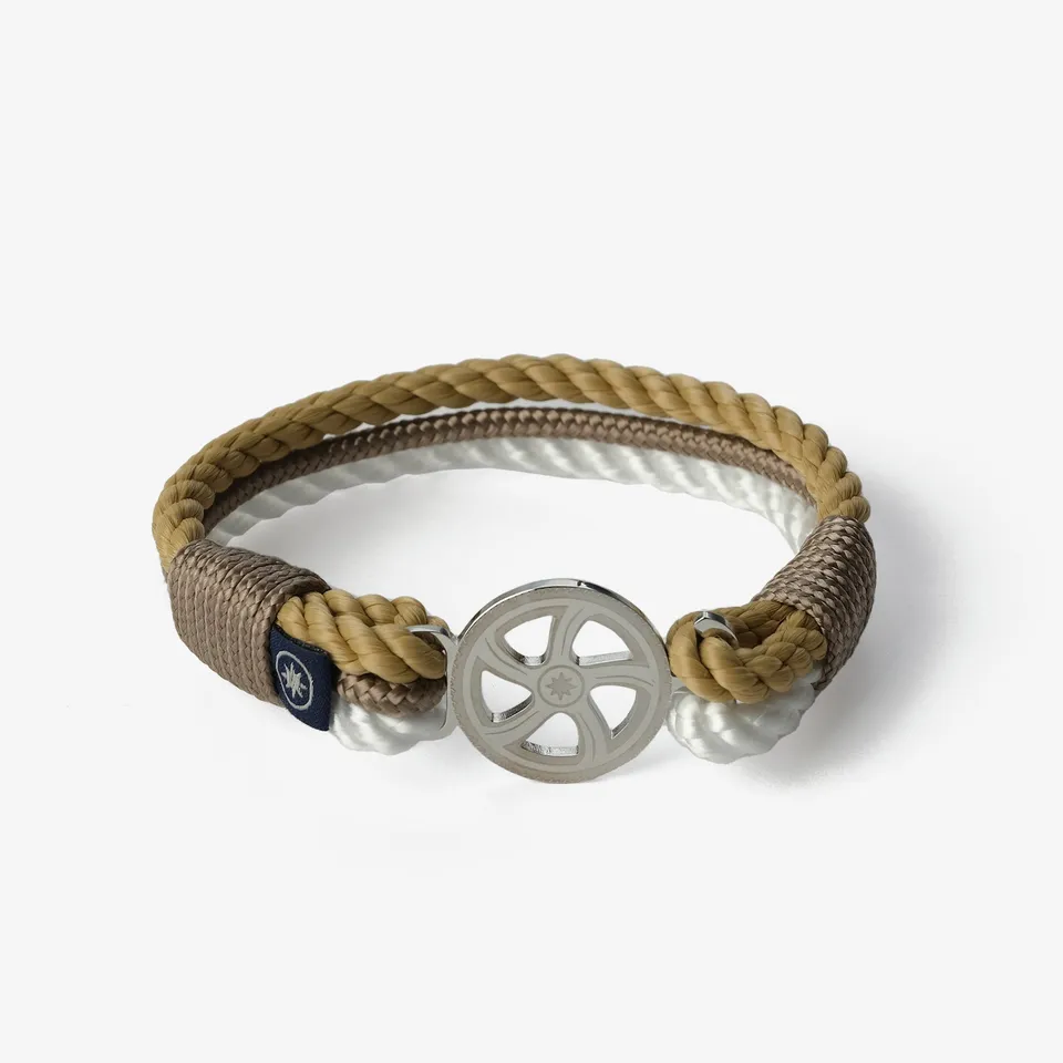 Old Skipper Seafarer Wheel brățară frânghie bej-alb