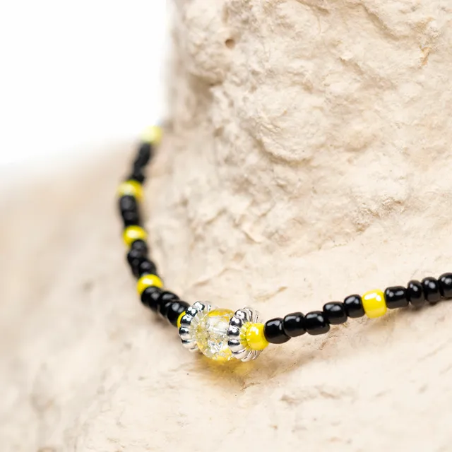 CrisFeather Beez choker margele negru galben