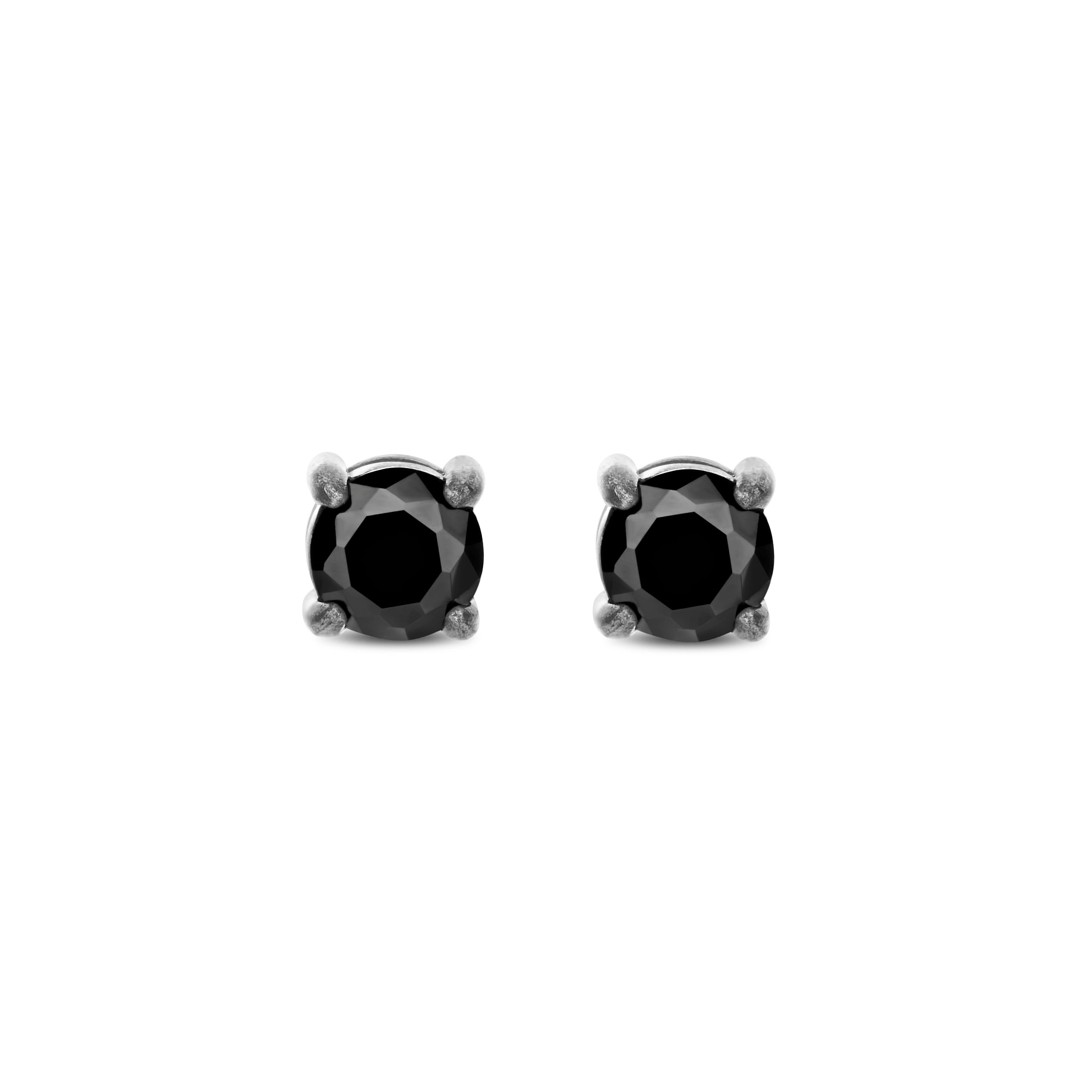 Frank 1967 Round Black Zirconia cercei barbati negri otel