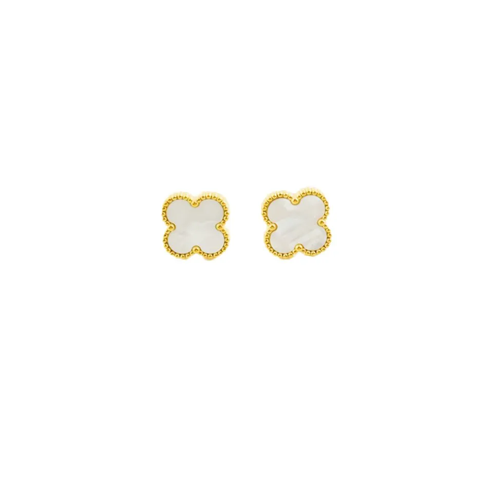 Rafini Flowers cercei albi placati cu aur 18K