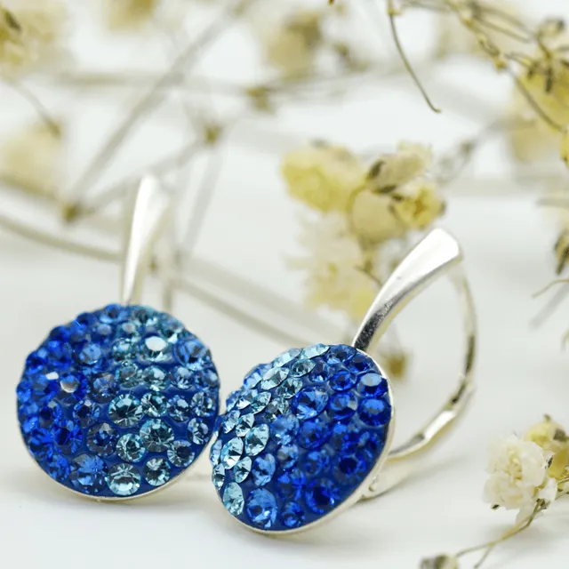 Margeluta din cristal Chaton Blue Degrade cercei argint 12 mm