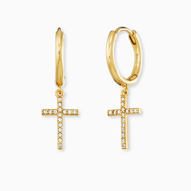 Cercei Engelsrufer Creole cruce zirconia argint aurii