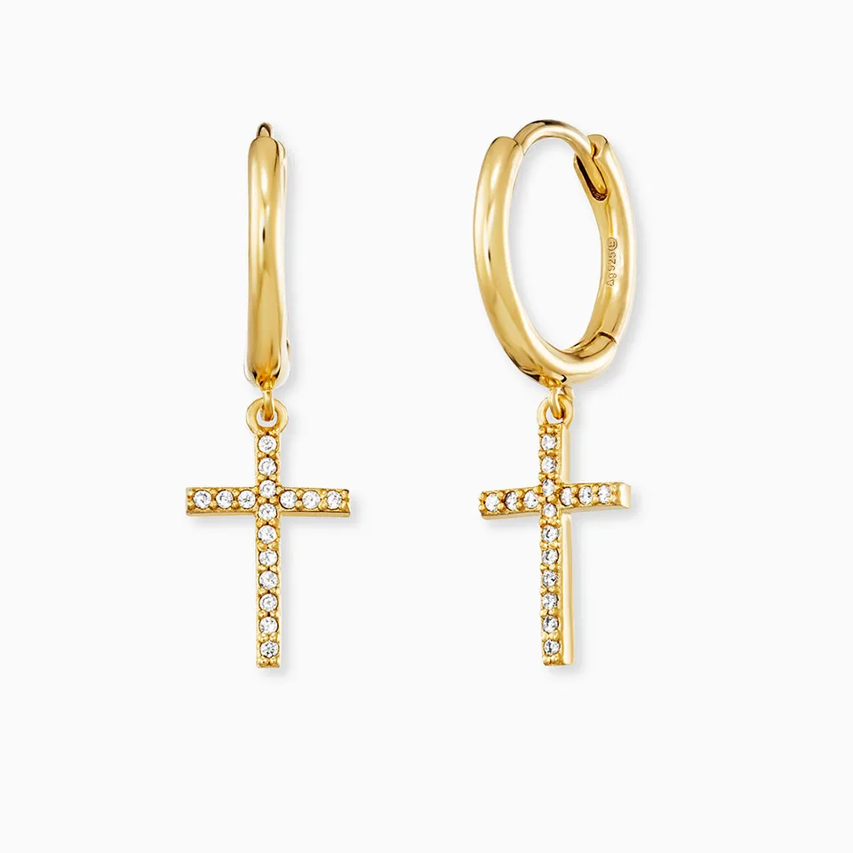 Cercei Engelsrufer Creole cruce zirconia argint aurii