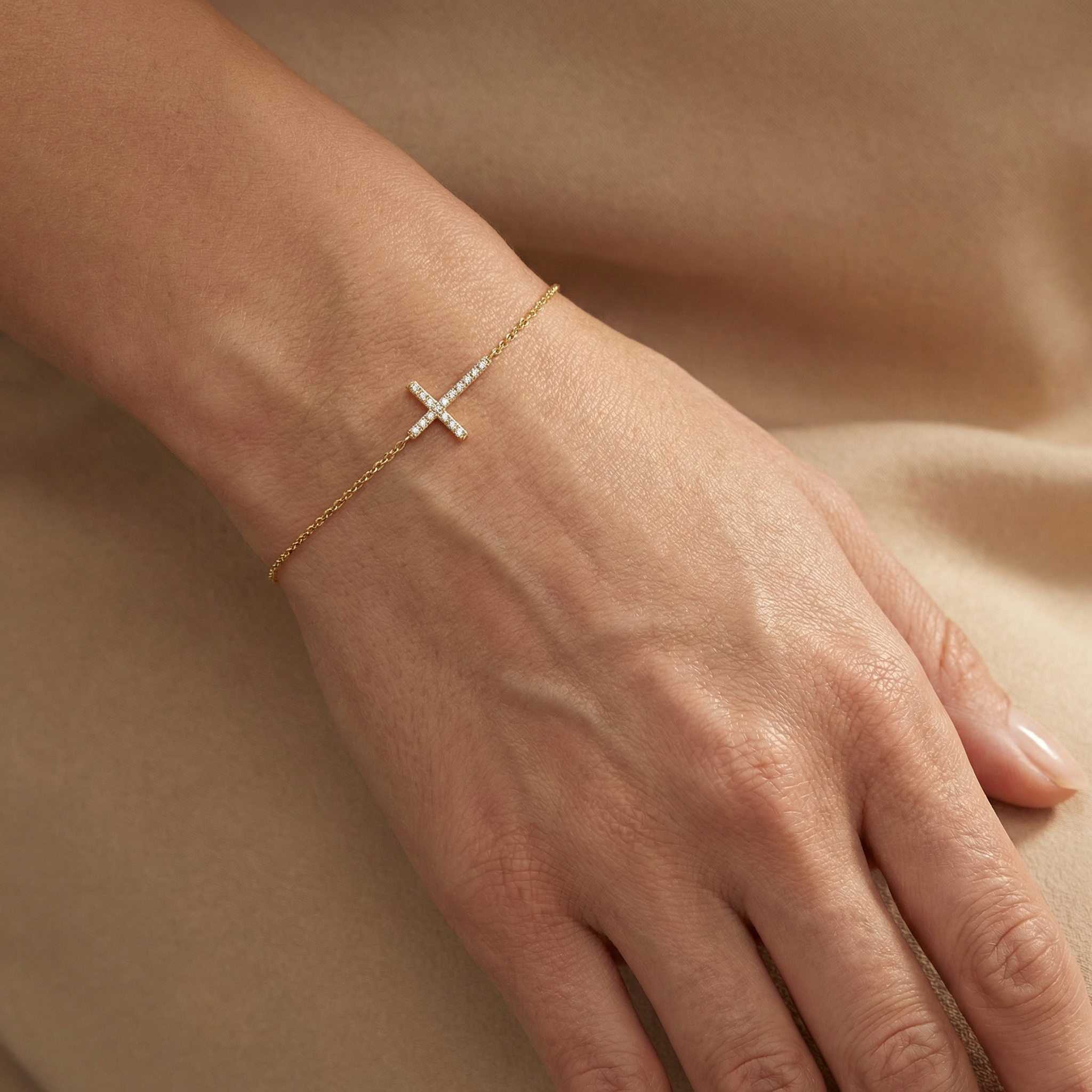 Engelsrufer Kreuz Gold brățară argint aurie zirconia