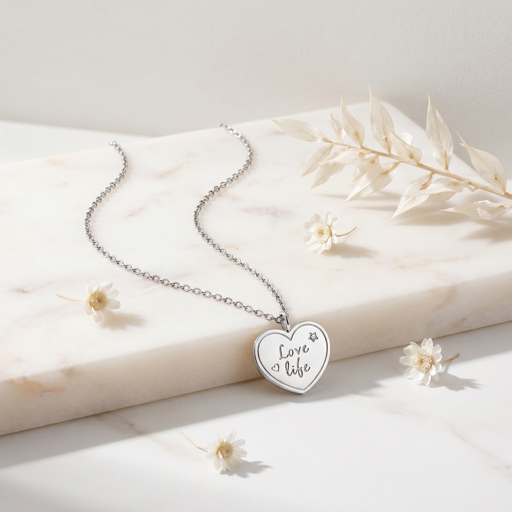 Engelsrufer MySteel Lantisor Inima Argintiu Love cu Felicitare