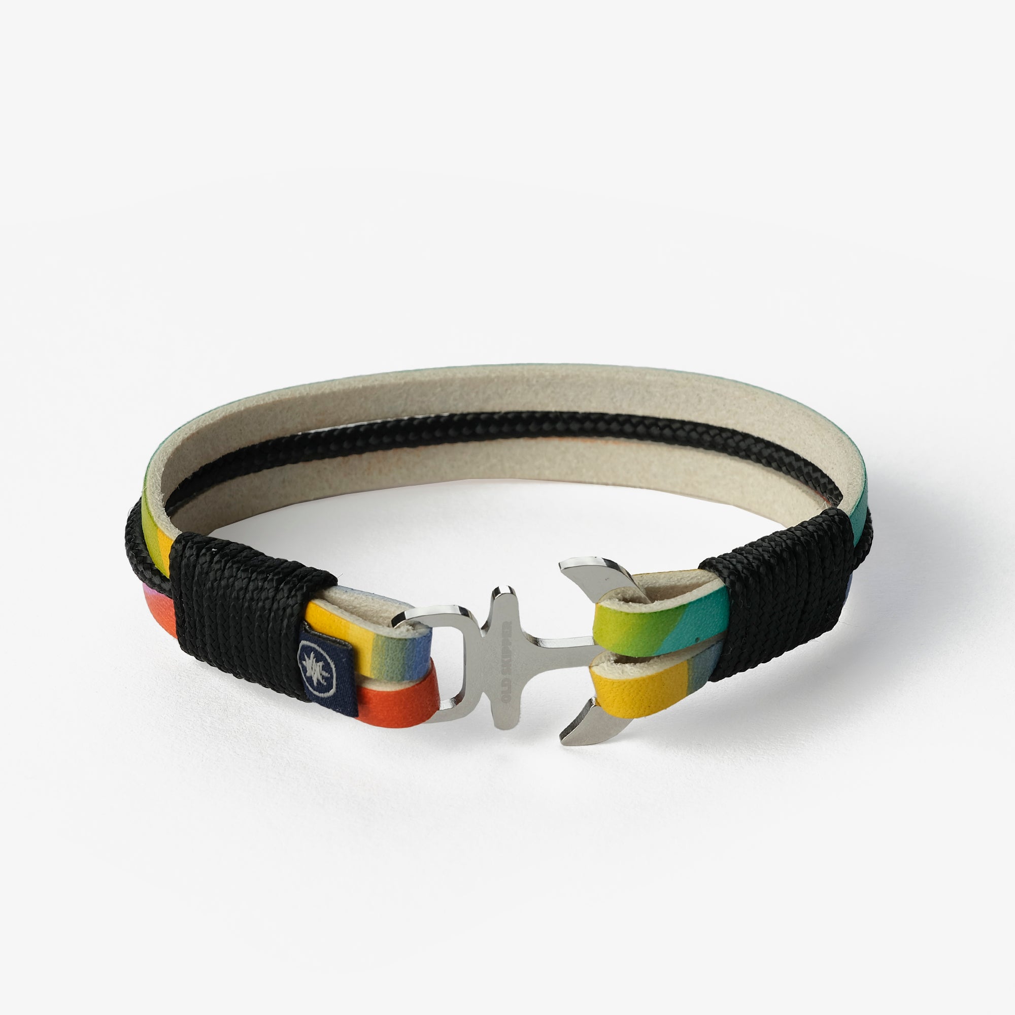 Old Skipper Pride brățară din piele Wheel multicolor-negru