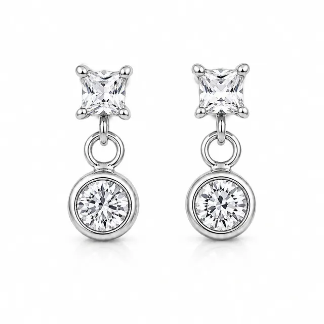 Rafini Dual Crystal Drop cercei otel cristal