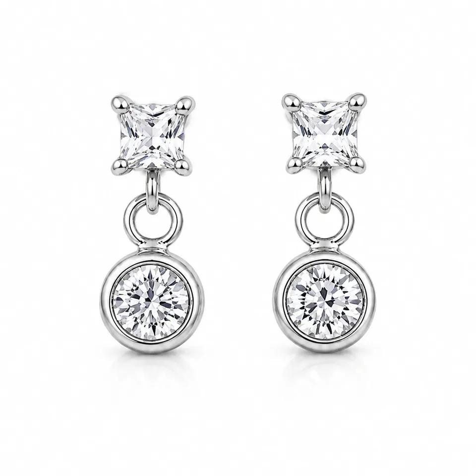 Rafini Dual Crystal Drop cercei otel cristal