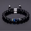Dualstax Agate Silver brățară agat albastru reglabilă