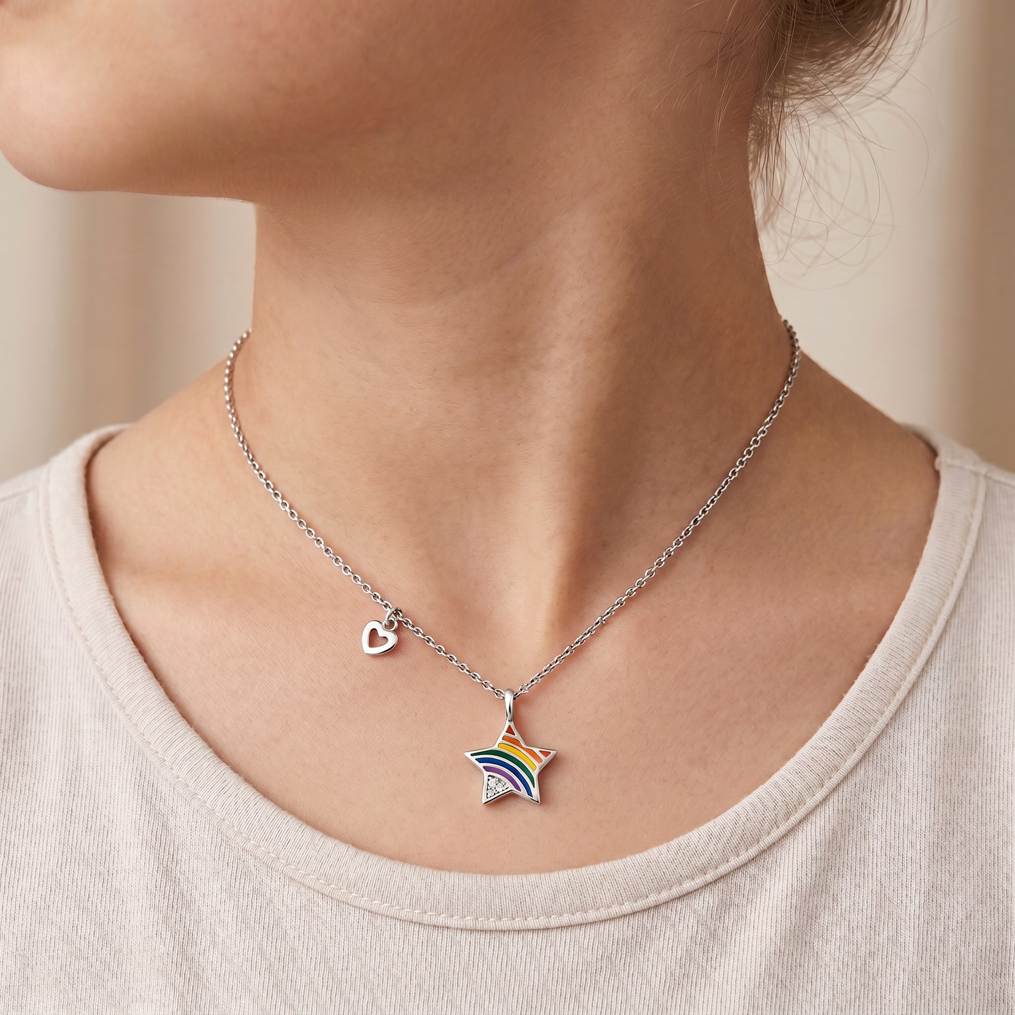 Colier Herzengel Inimă copii oțel zirconia multicolor