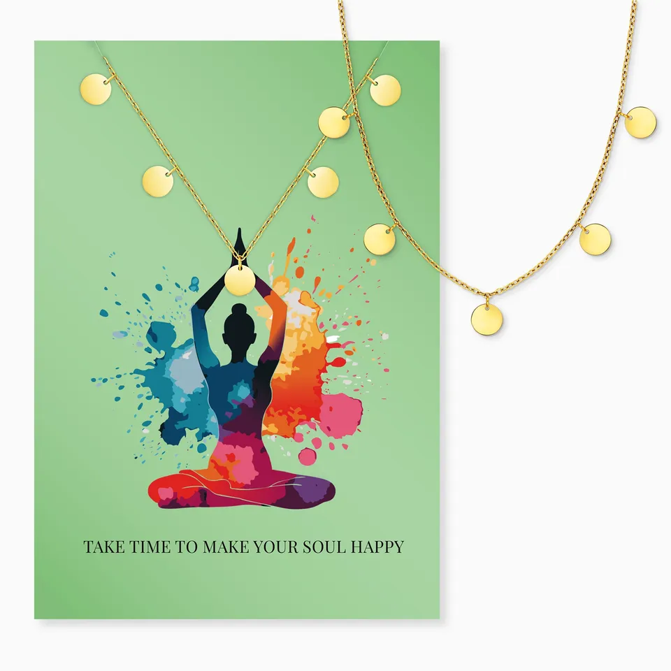 MySteel Happy Soul colier aurii plăcuțe oțel