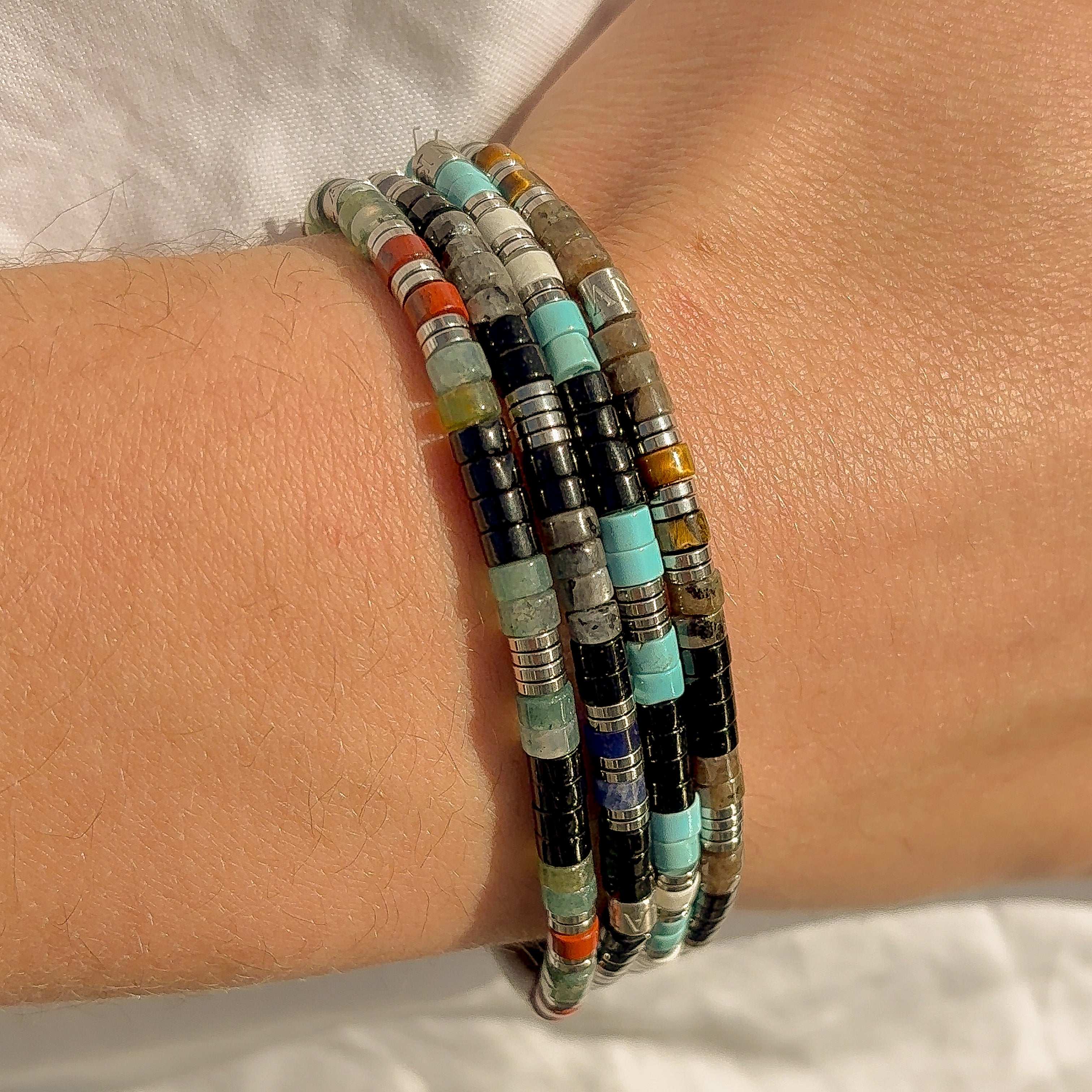 Frank 1967 bratara margele plate albastru otel