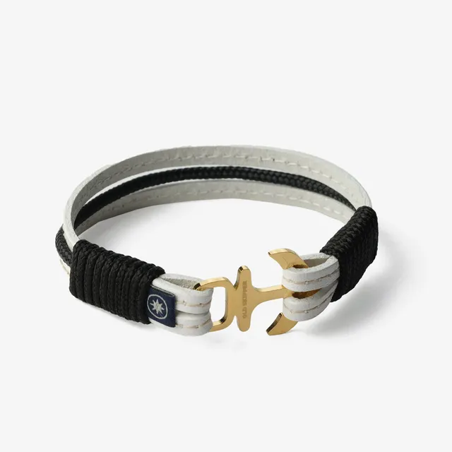 Old Skipper Ivory Luxe bratara alba ancora aurie