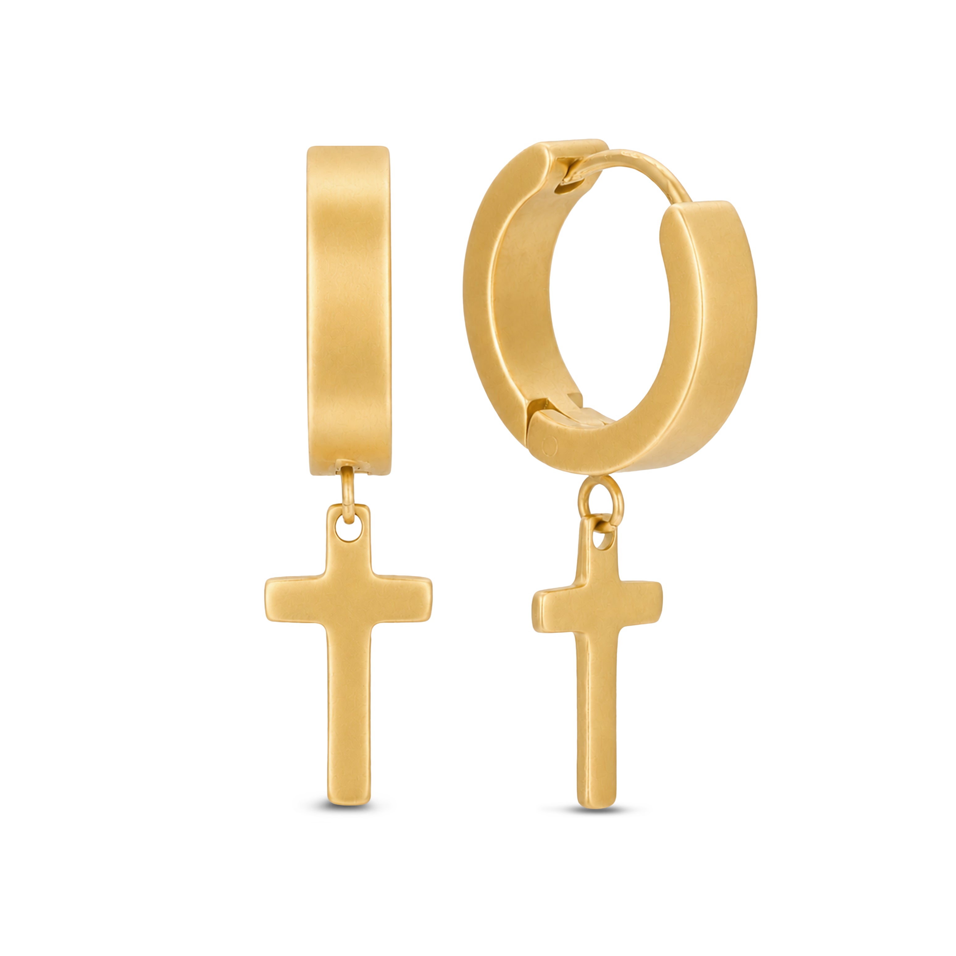 Frank 1967 Cross Pendant cercei rotunzi negri oțel