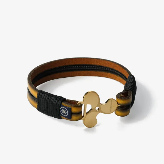 Old Skipper Royal Bee Golden bratara piele galben-negru M