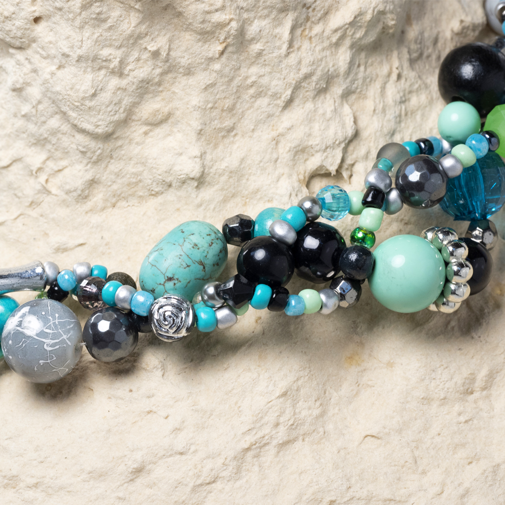 CrisFeather Nature Leda colier turquoise gri negru