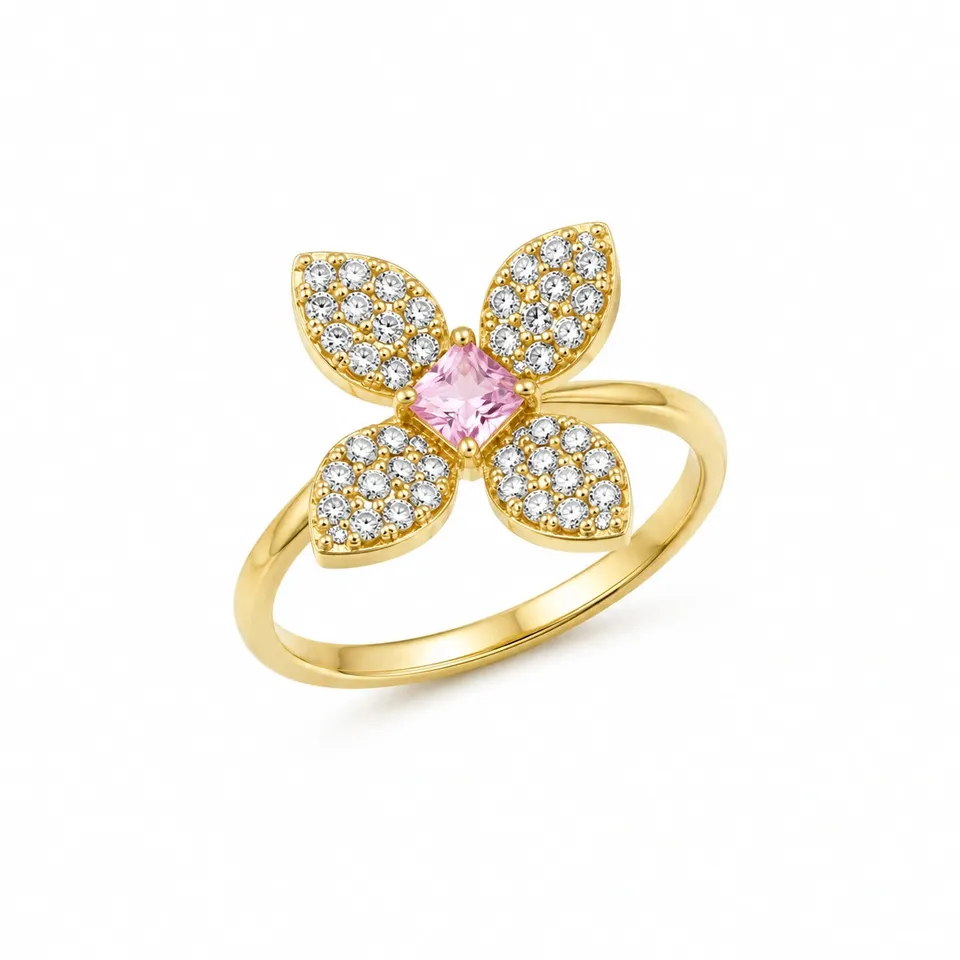 Inel Rafini Butterfly Petals aur 18K reglabil