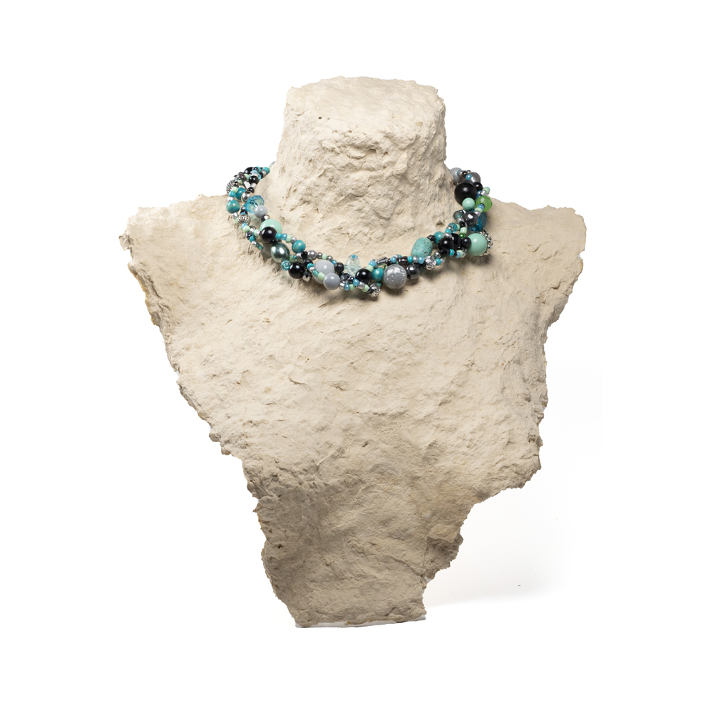 CrisFeather Nature Leda colier turquoise gri negru