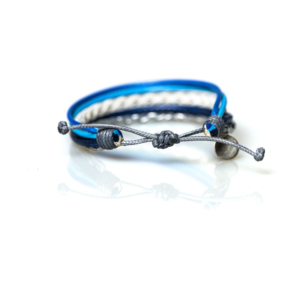 CrisFeather Icy Blue brățară piele albastru-argintiu