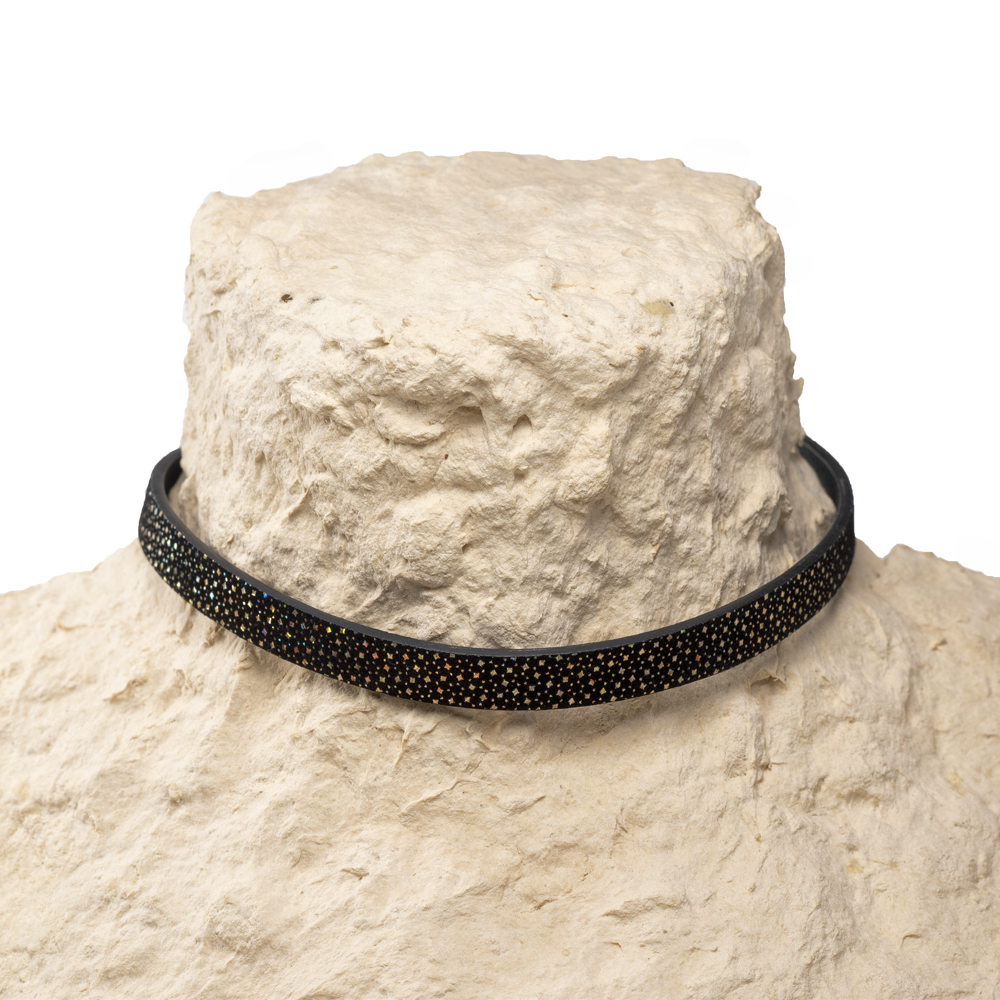CrisFeather Disco Choker negru cu reflexii colorate