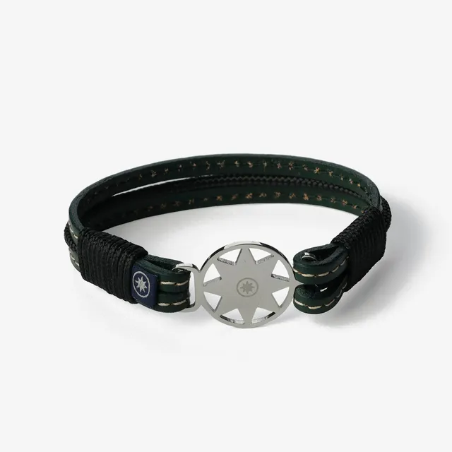 Old Skipper Enchanted Forest bratara piele verde-neagra