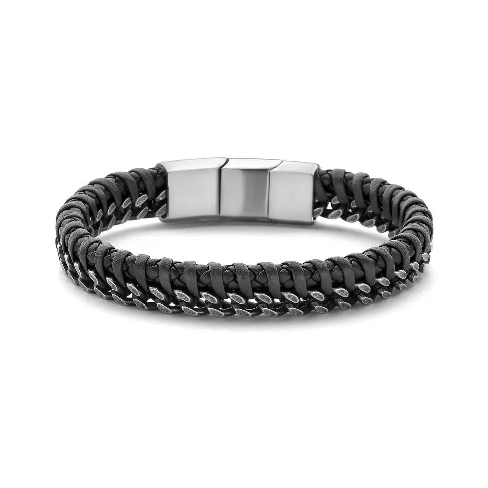 Frank 1967 Leather Steel bratara piele cu lant