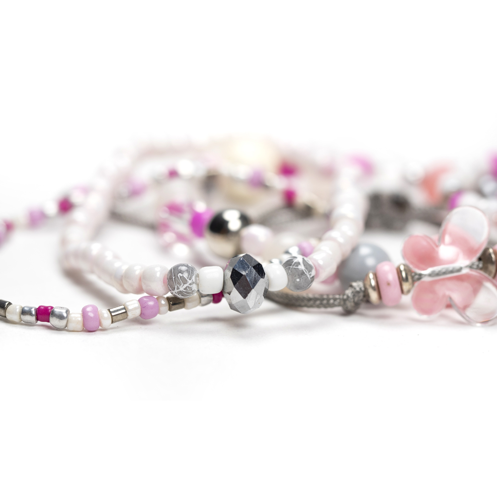 CrisFeather Lovely Pink set 5 brățări roz cristale