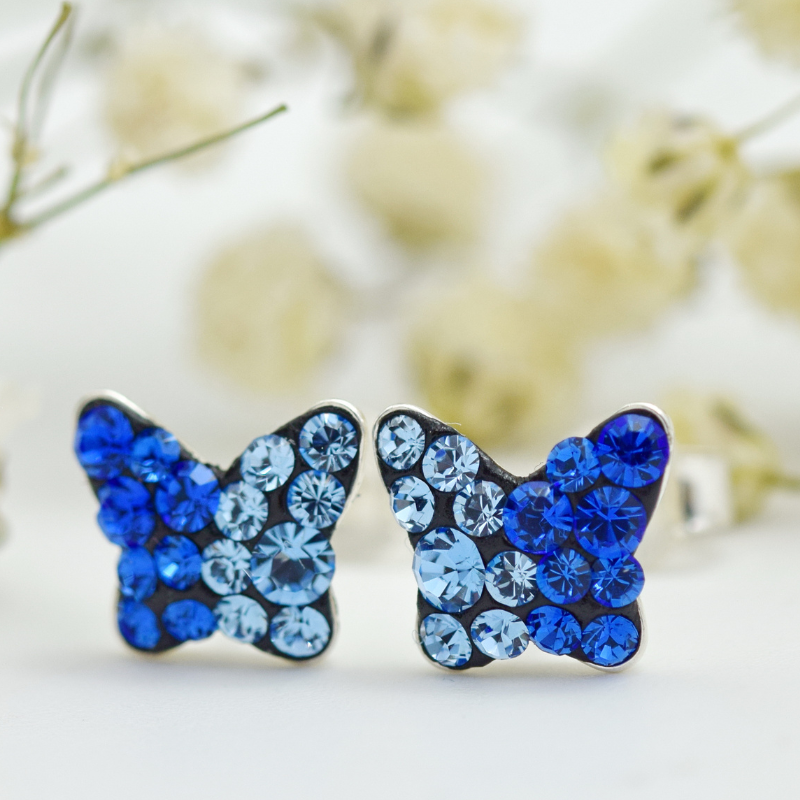 Margeluta.dincristal Mini Butterfly cercei fluturas argint 925