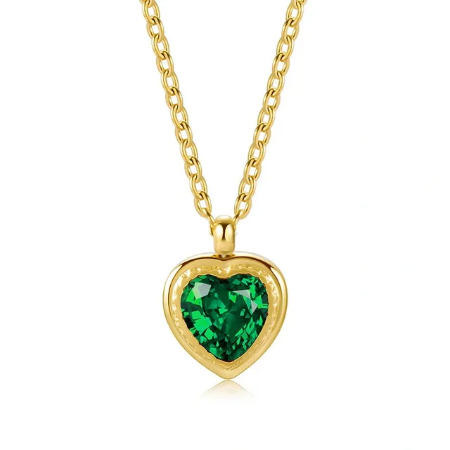 Rafini Emerald Heart lănțișor placat aur 18K