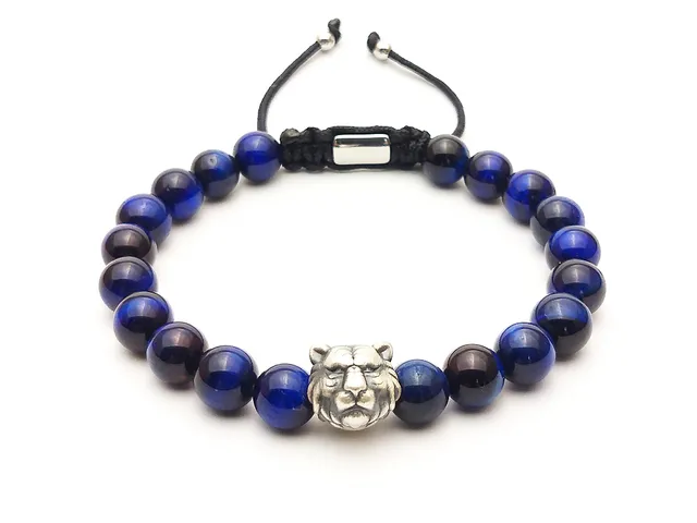 Dualstax Lion Blue bratara reglabila ochi de tigru 8mm
