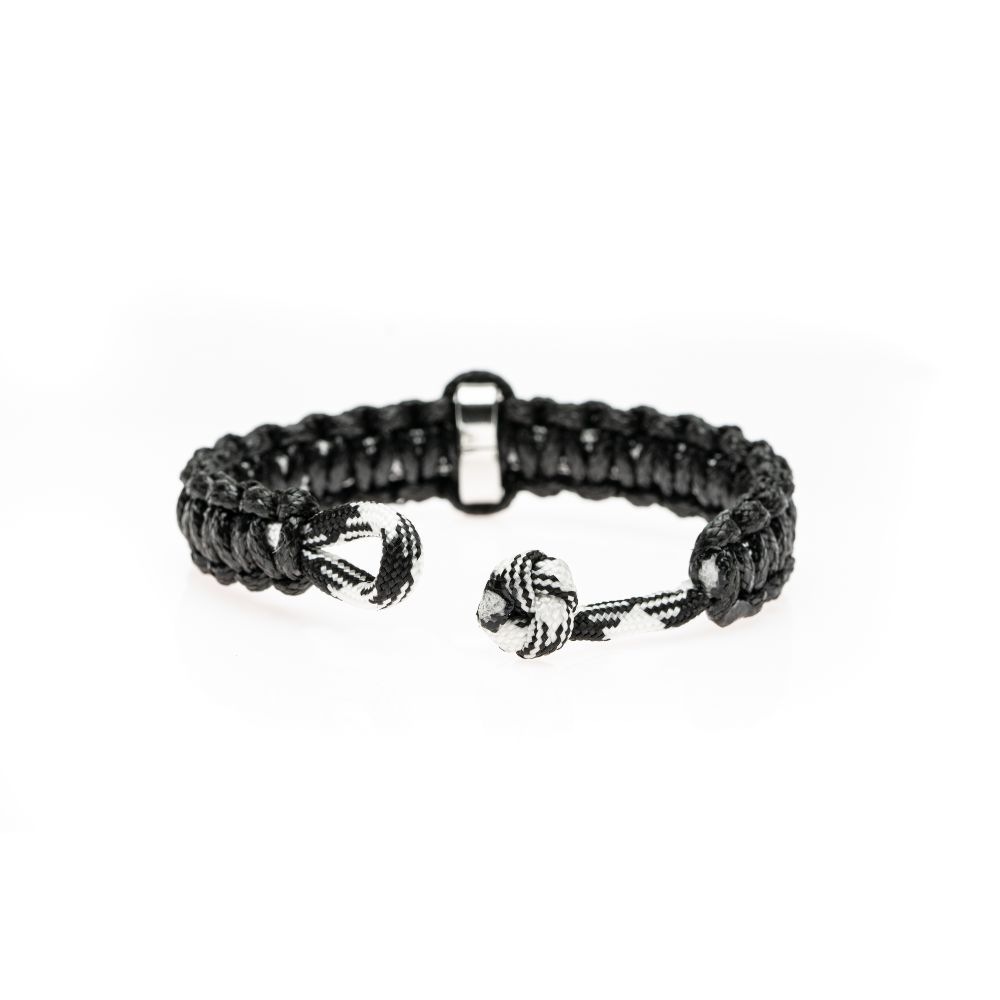 CrisFeather Black Knot brățară paracord negru-alb