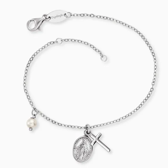 Engelsrufer Maria bratara argint 925 cruce perla