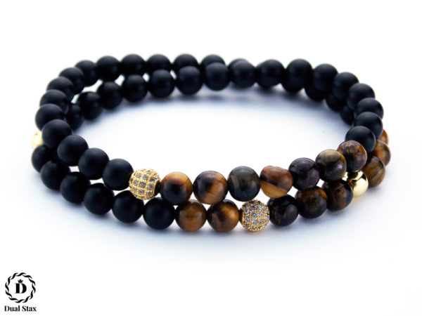 Dualstax No.14 bratara onix mat tiger eye 6mm