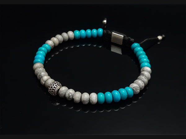 Dualstax Turcuaz brățară bărbați 6mm argint