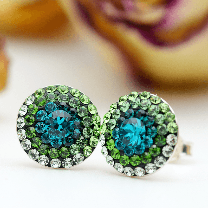 Margeluta.dincristal Big Chaton Ball Green cercei cu surub verzi