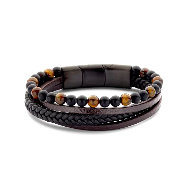 Frank 1967 bratara piele wrap margele naturale