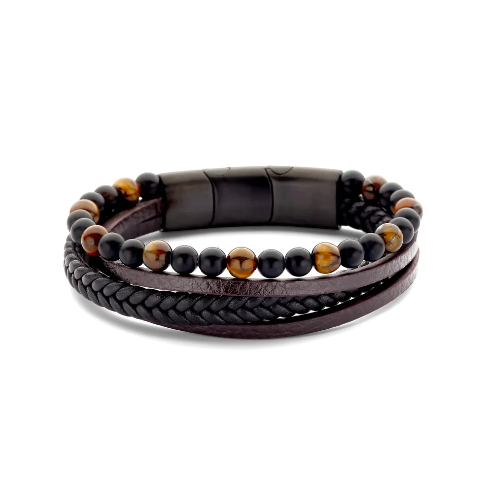 Frank 1967 bratara piele wrap margele naturale