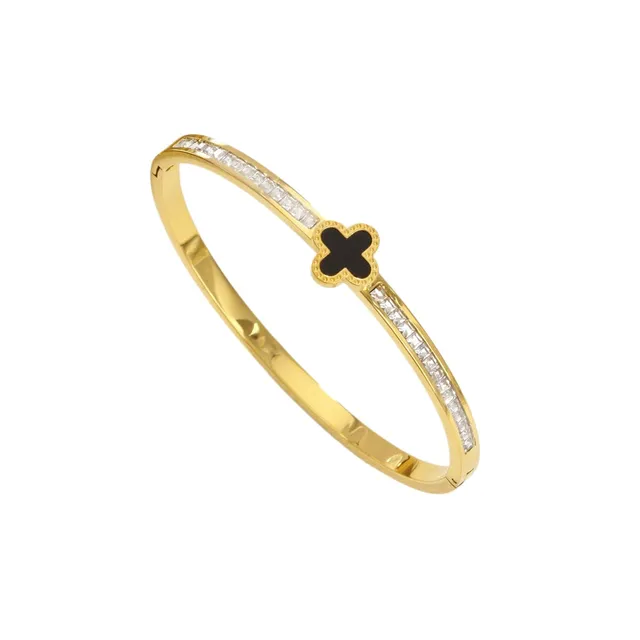 Rafini Fortune Clover brățară placat aur 18K