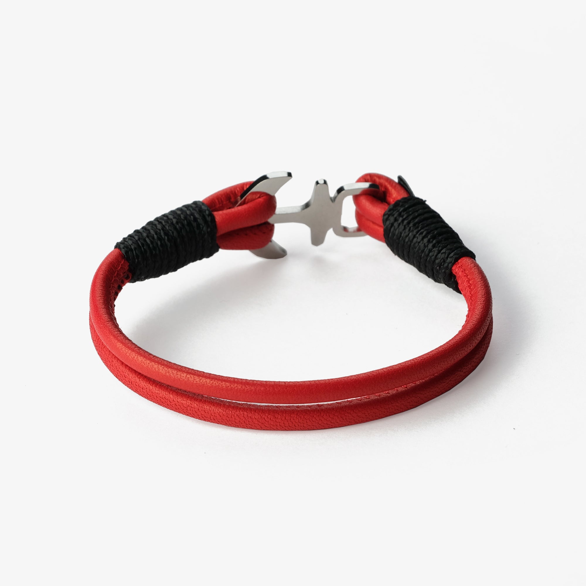 Old Skipper Enchanted Scarlet Anchor brățară piele roșu-negru