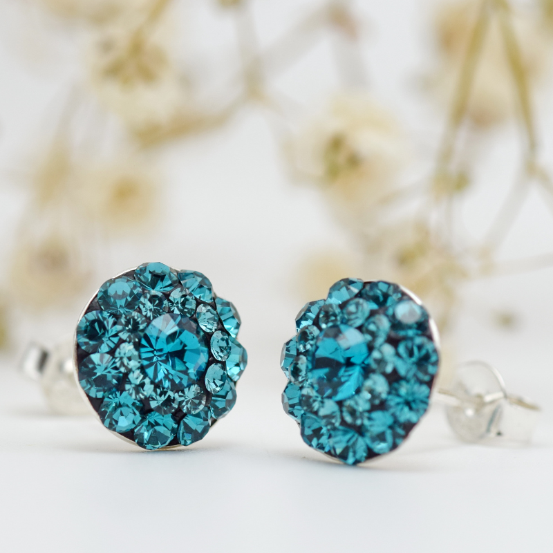 Margeluta.dincristal Indicolite set cercei lantisor argint 925