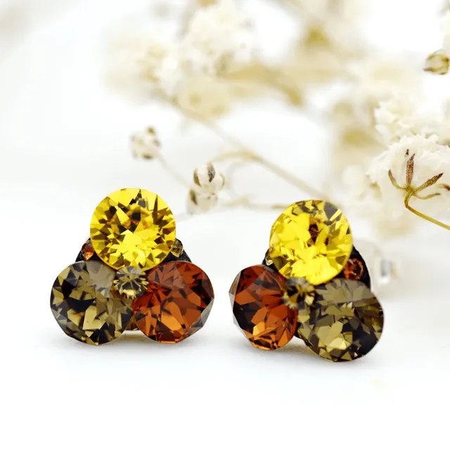 Margeluta.dincristal Trio Chaton autumn cercei argint surub 13mm