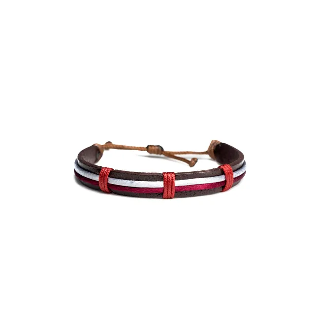 CrisFeather Cilix brățară piele maro cu vișiniu