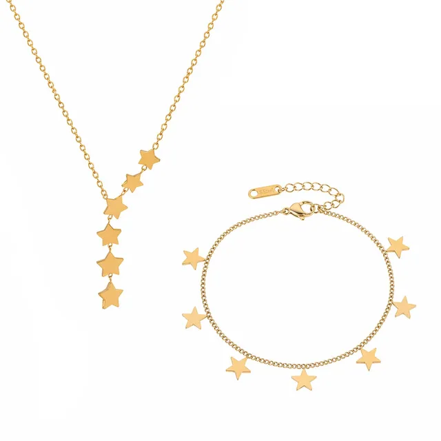 Rafini Full Stars Gold set placat aur 18K reglabil