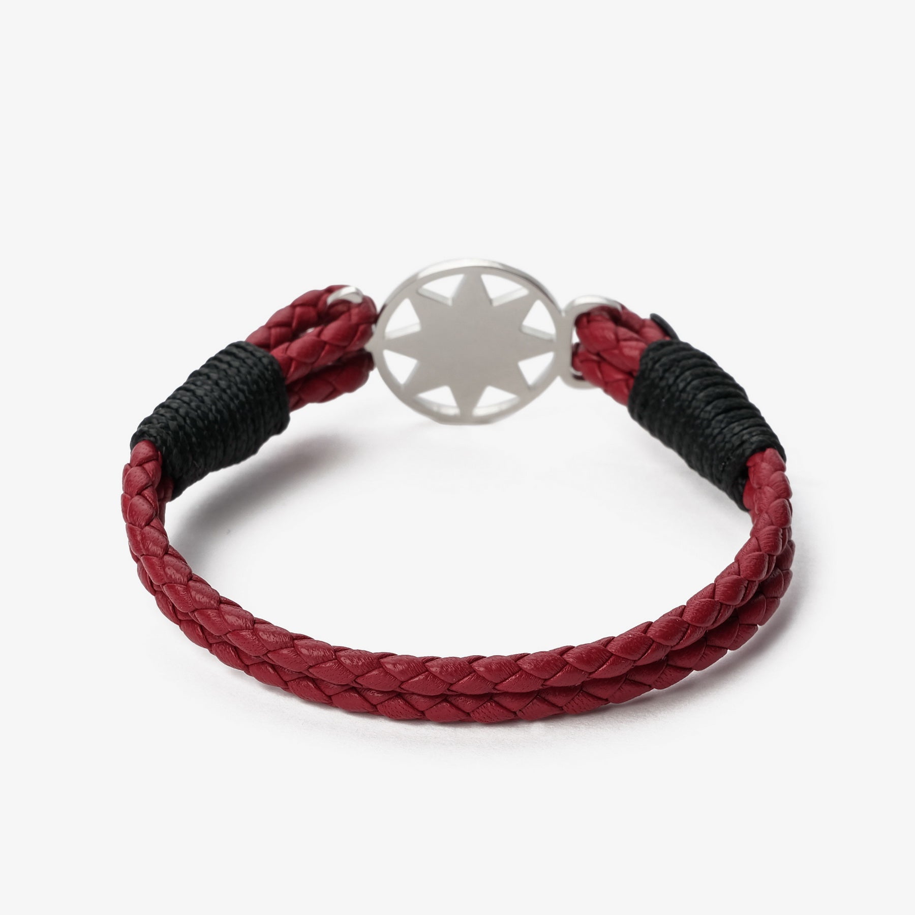 Old Skipper Crimson Waves brățară piele roșie împletită