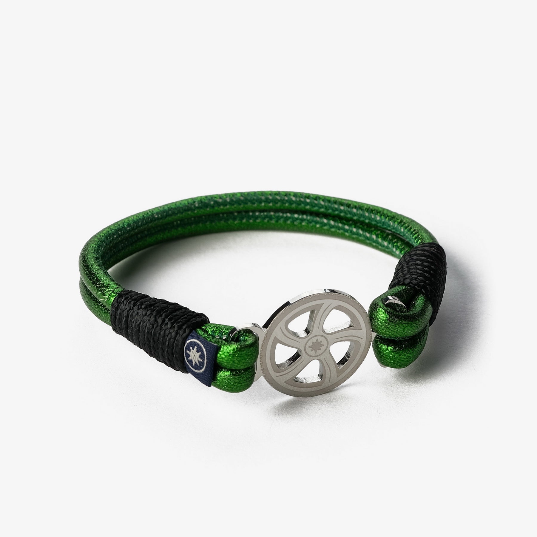 Old Skipper Emerald Sea bratara piele ancora verde metalizat